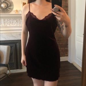 Free People Velvet Slip Dress (Burgundy)